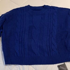 Zaful Women's Vibrant Blue Cable Knit Sweater